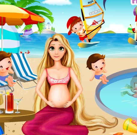 Jeu Raiponce enceinte a la plage