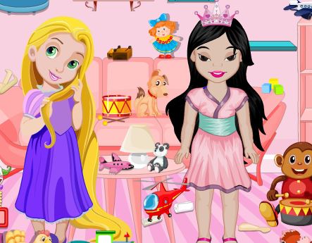 Jeu Nettoyage avec les bebes princesse