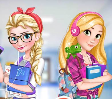 Jeu Elsa et Raiponce les etudiantes