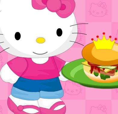 Jeu Hello Kity cuisine des hamburgers