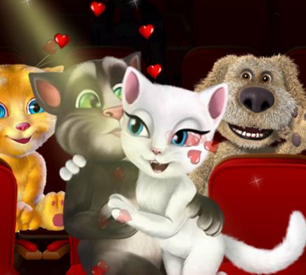 Jeu Tom et Angela bisous au cinema