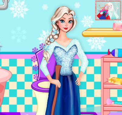 Jeu Elsa nettoie sa salle de bain