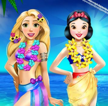 Jeu Raiponce et Elsa a la plage