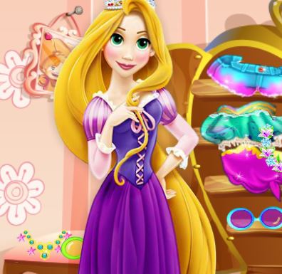 Jeu Raiponce nettoie son garde-robe