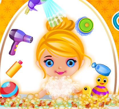 Jeu Bebe princesse s'amuse dans le bain