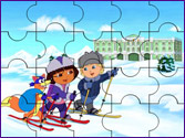 Jeu Puzzle Dora fait du ski
