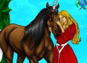Jeu Coloriage Licorne avec Princesse