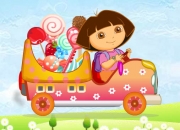 Jeu Dora Voiture transporte des bonbons